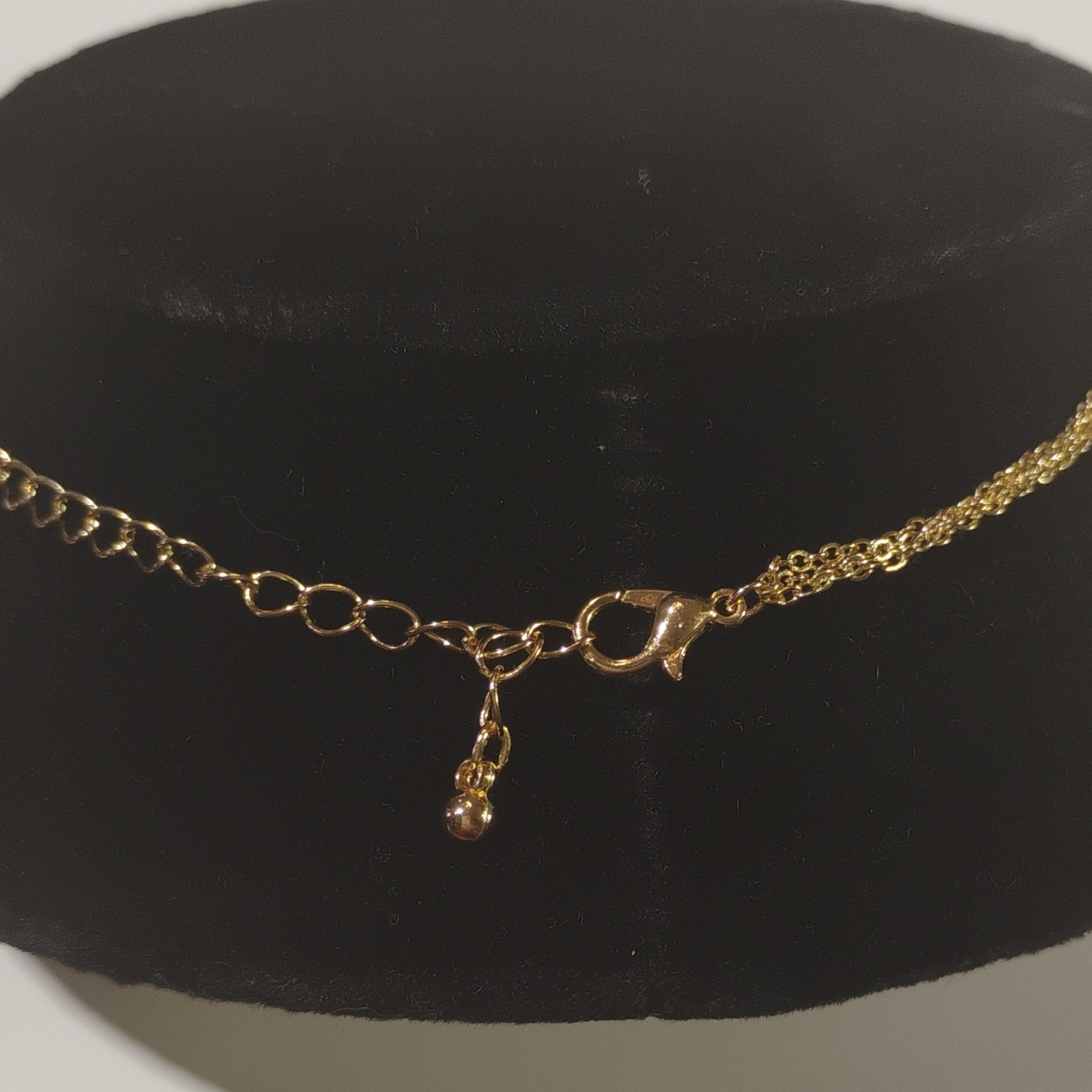 Gold-Tone Layered Cable Chain Necklace Pavé Rhinestone Charm Pendants Adjustable