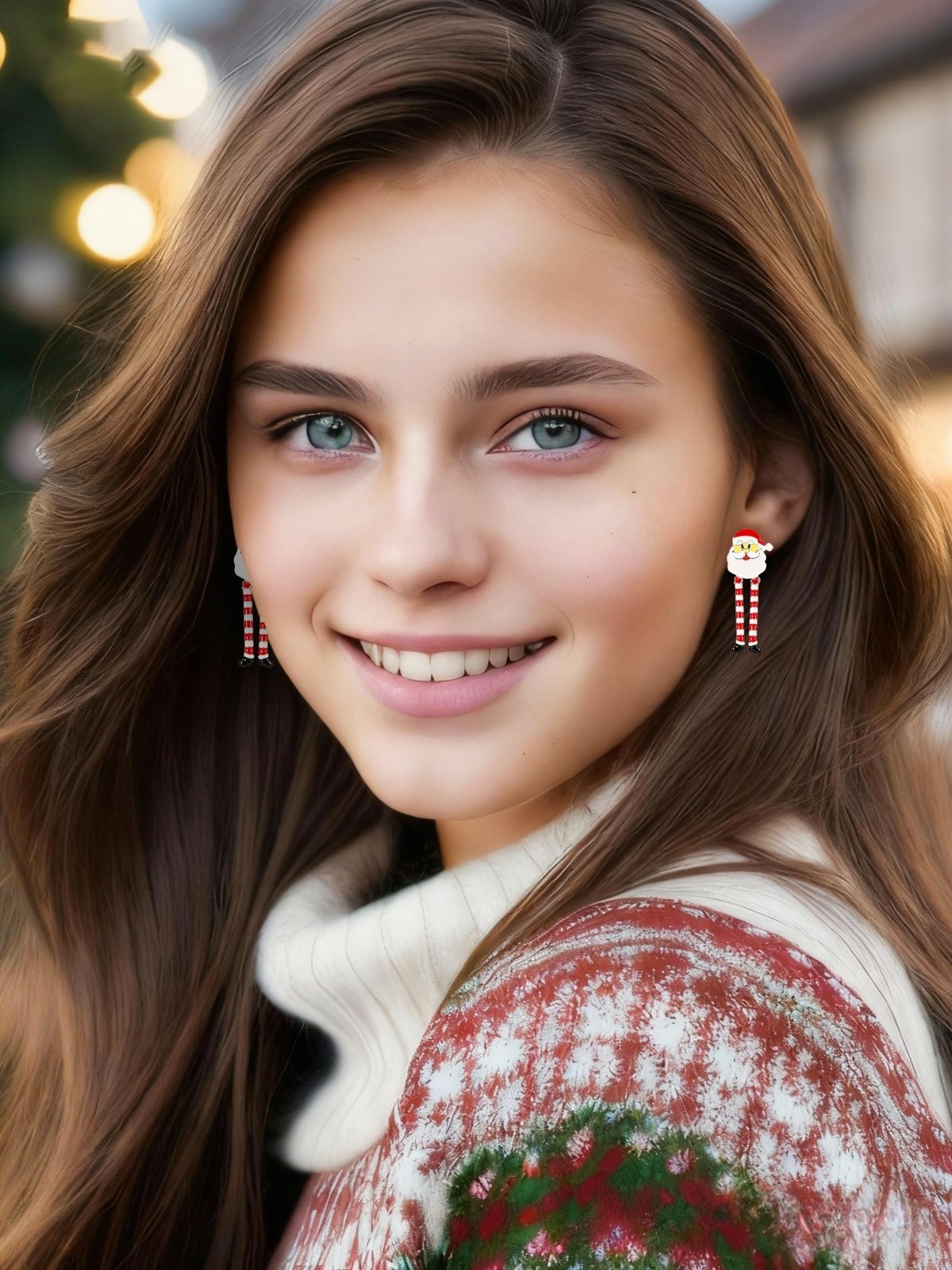Christmas Red White Green Earrings Gift Holiday Earrings for Women Santa Claus