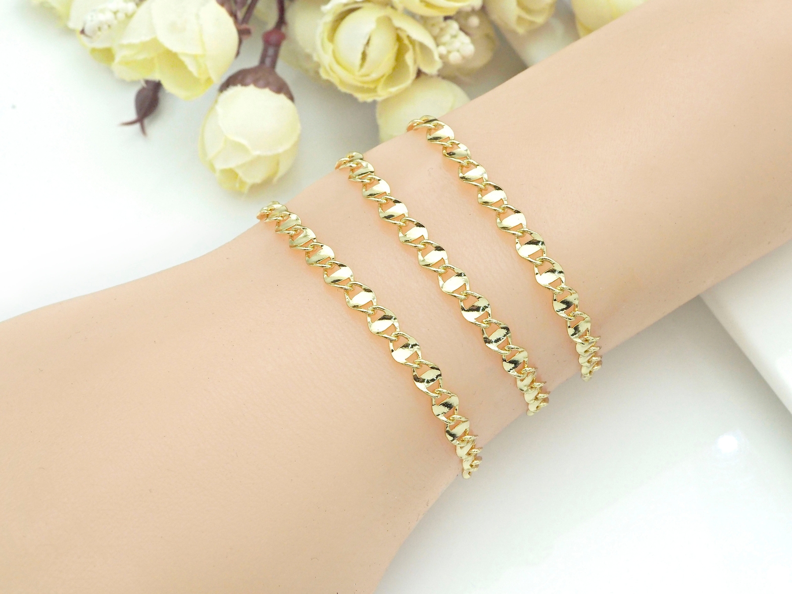 1 Yard 14K Gold filled Anchor Mariner Chain, 4x7mm Flat Mariner Link Chain, Neck
