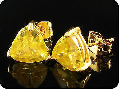 Earrings Topaz Yellow 0 3/32×0 5/16in Gold Plated 18 K