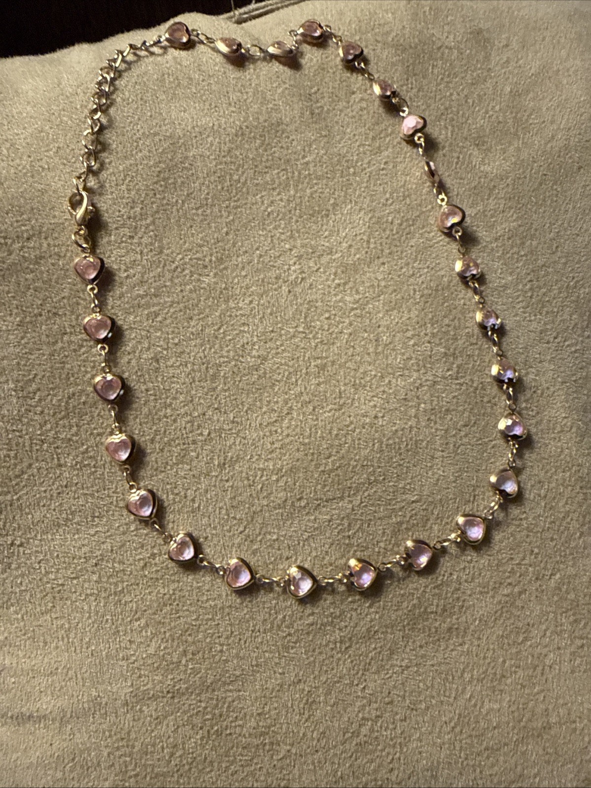 2 Piece Pink Colored Gold Heart Themed Copper Necklace And Bracelet Set