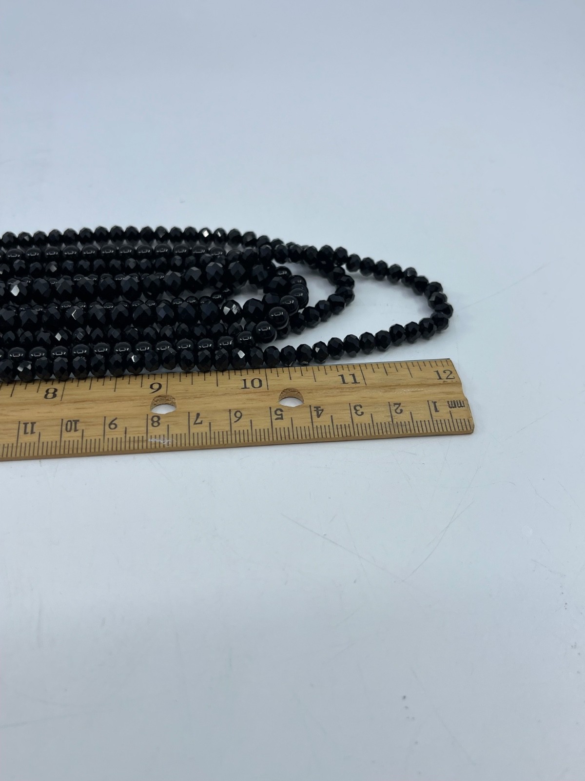 LOFT Multi Strand Black Glass Beaded Faceted Beads Boho Retro Necklace 24”