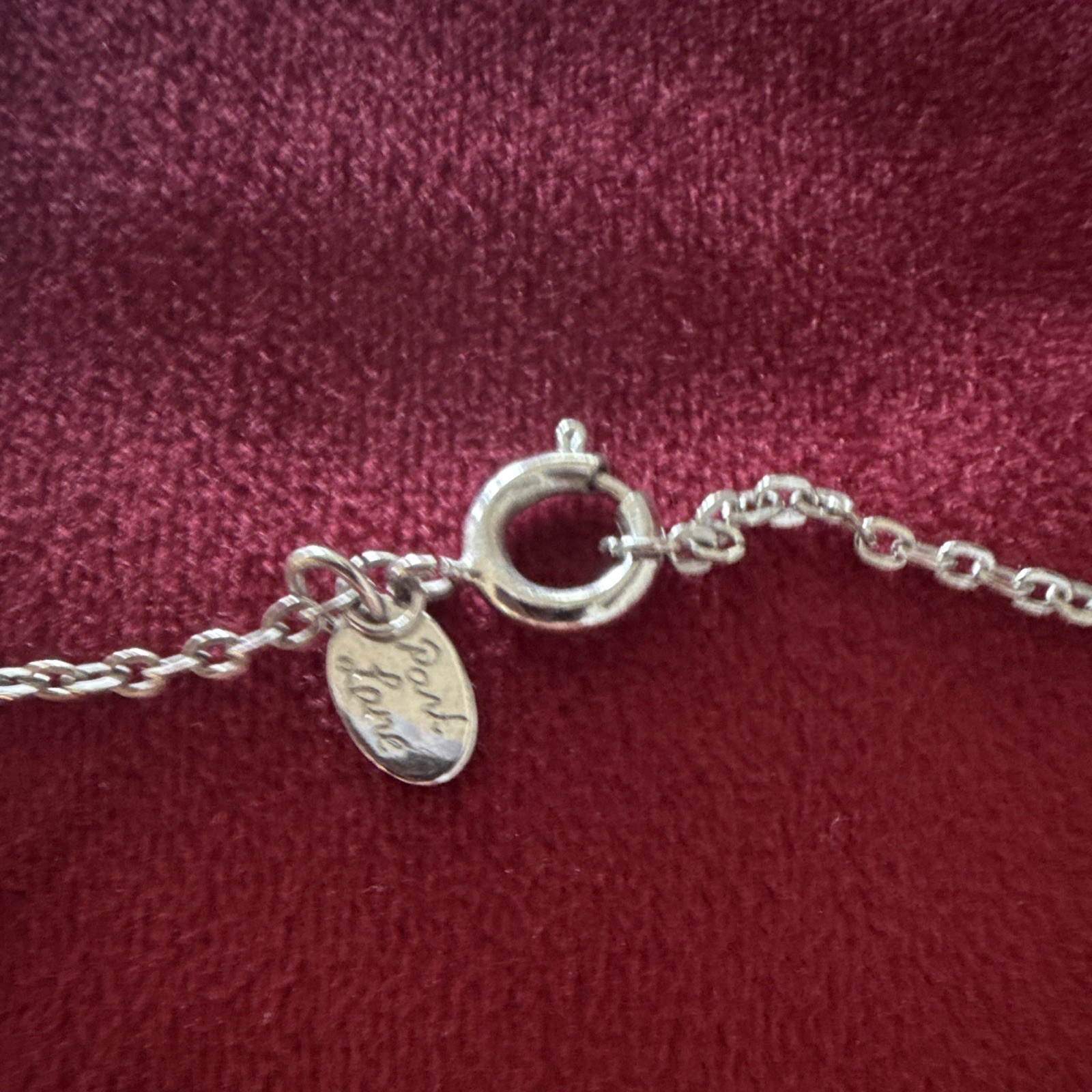 Signed Park Lane Silver Tone Chain Necklace Bar Charm Purple Crystal Bezel