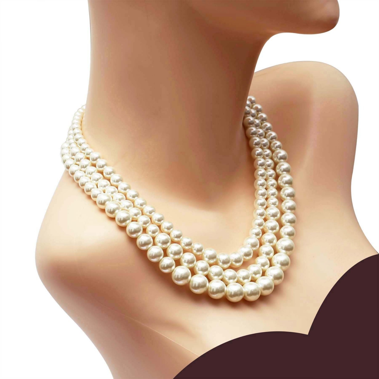 Layered Twisted Gold Pearl Choker Necklace & Earring Set – Chunky Statement Jewe