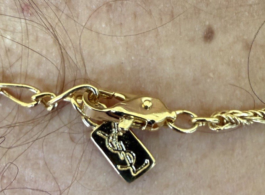 Yves Saint Laurent Pendant Necklace YSL Gold Chain Circle And Square 24 Inches