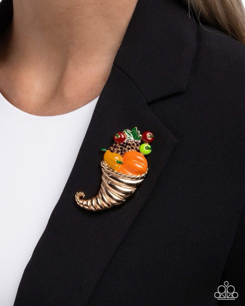 Cornucopia Chic – Multi Paparazzi Brooch