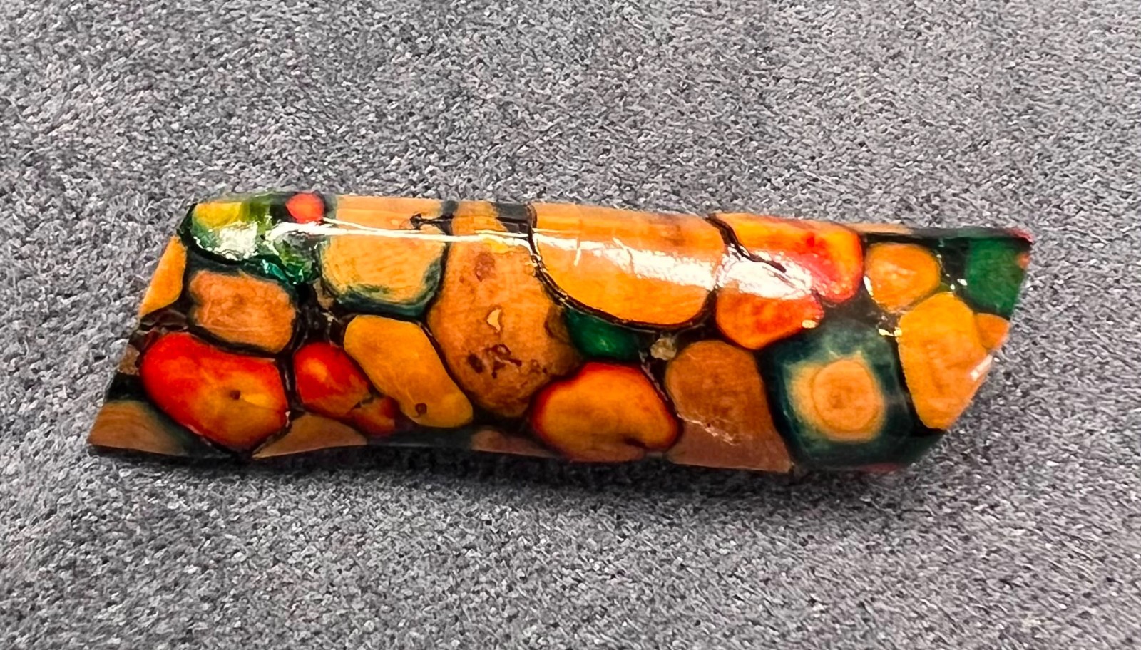 Vintage Handmade Mosaic Bar Brooch Resin Coated Abstract Art Pin Colourful Retro