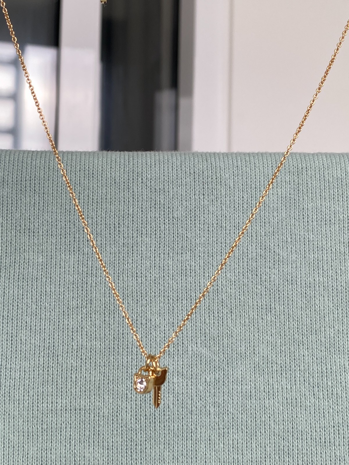 Karl Lagerfeld Mini Choupette Lock & Key Charm Necklace w/Crystal from Swarovski