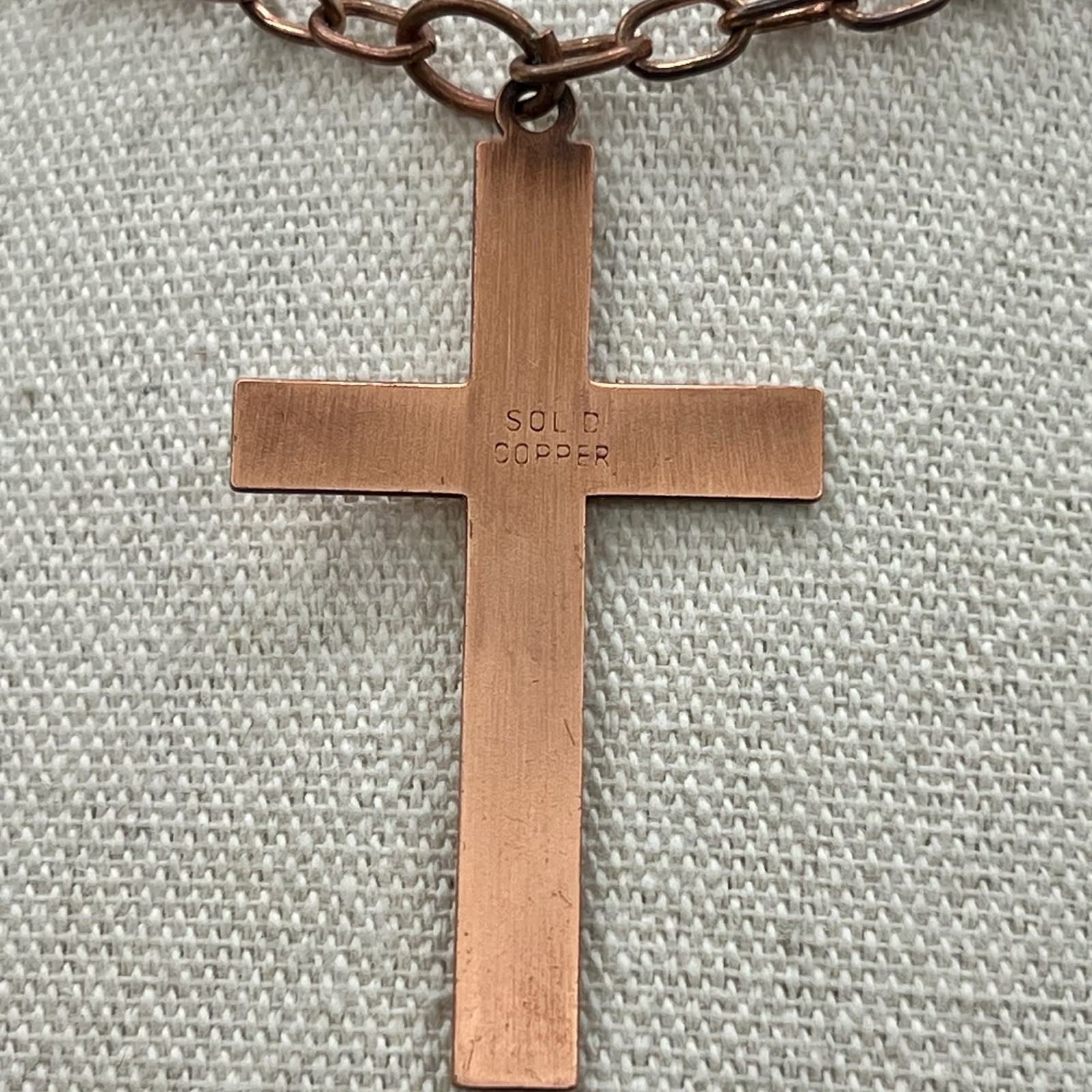 Large Solid Copper Cross Necklace 27″ Handmade Artisan Faith Pendant Unisex