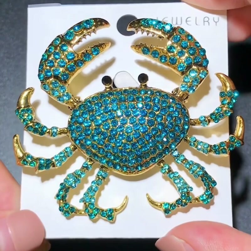 Lovely Crab Brooches For Women Sparking Sea Animal Coat Backpack Gifts Hot Sale