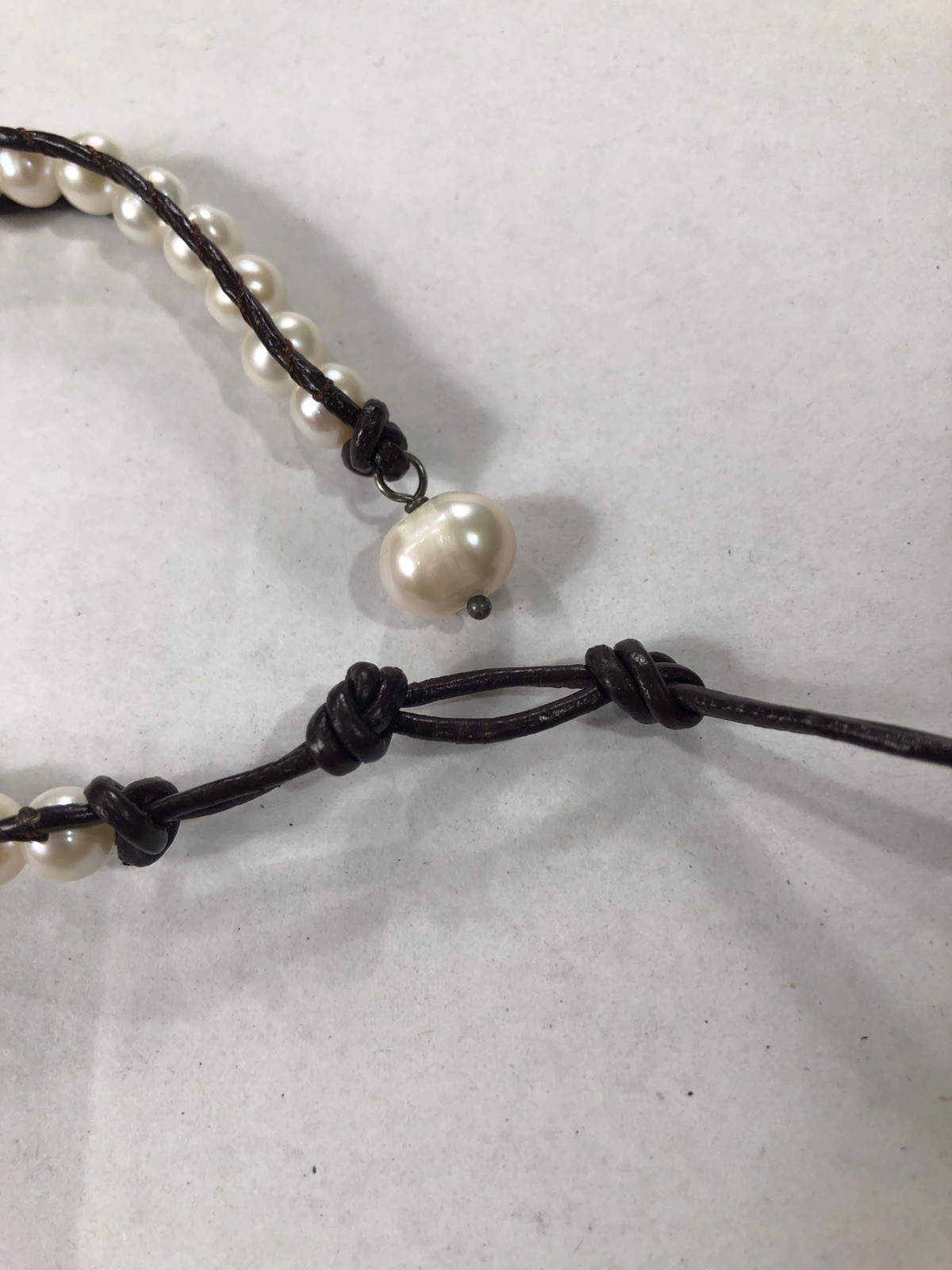 Pearl Leather Bracelet Wrap Artisan Handmade – 7 inch to 8 inch Length