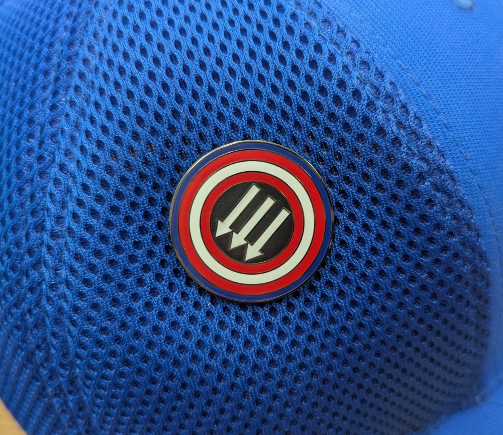 ENAMEL PIN, AMERICAN IRON FRONT