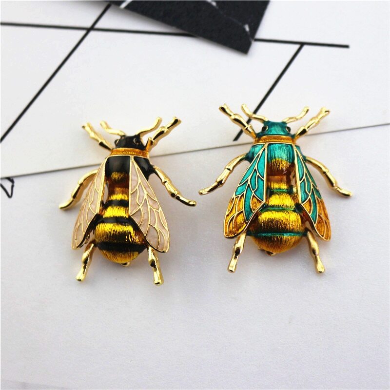 Enamel Bumblebee Brooches Women Yellow Bee Insect Brooch Broche Banquet Pins