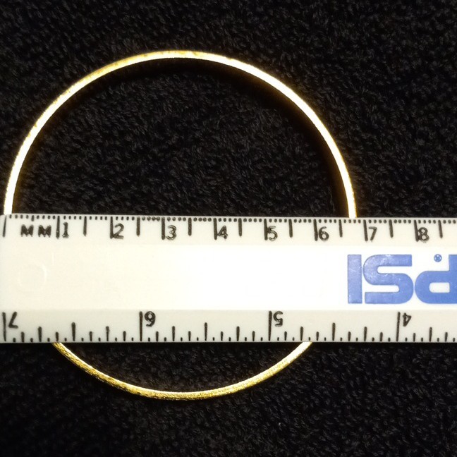 Gold Tone Round Bangle Bracelet Rigid Metal 68mm diameter 7mm wide concave face