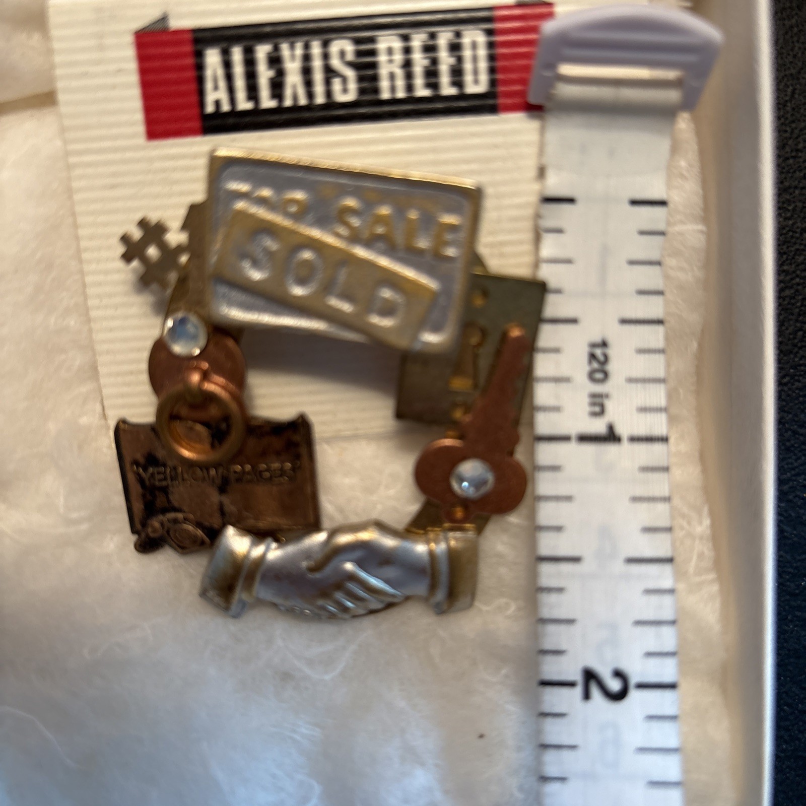 Vintage Alexis Reed Pewter House SOLD Brooch Lapel Pin Realtor Real Estate New