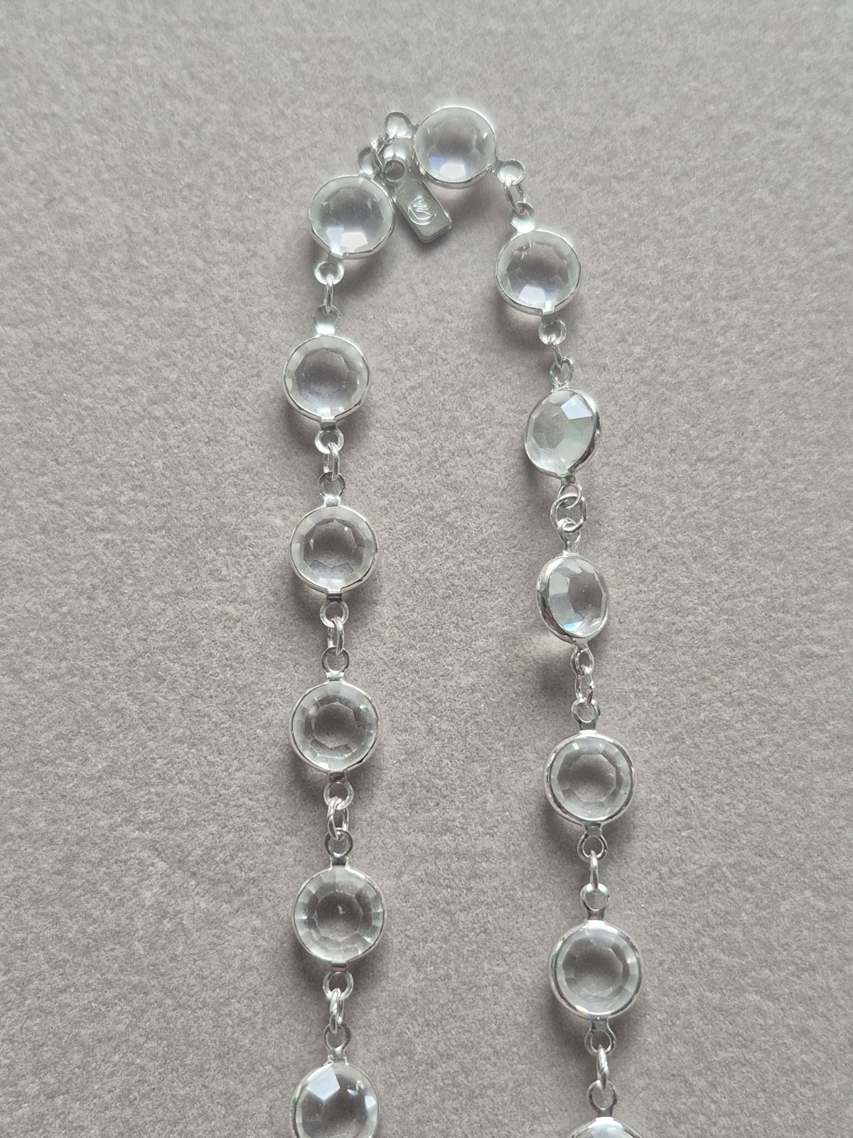 Swarovski Crystal Swan tag bezel beaded long necklace