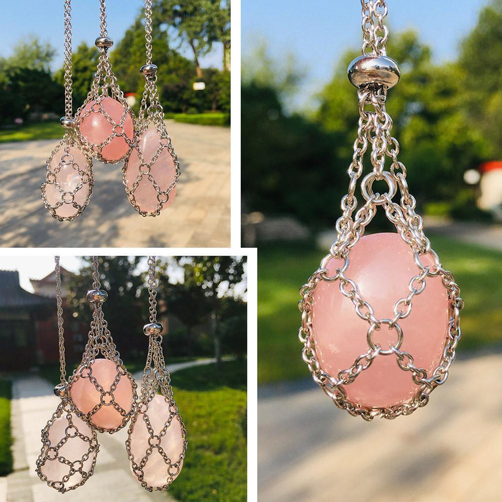 3*【S+M+L】Crystal Stone Holder Necklace Pendant Holders Cord Adjustable Stainless