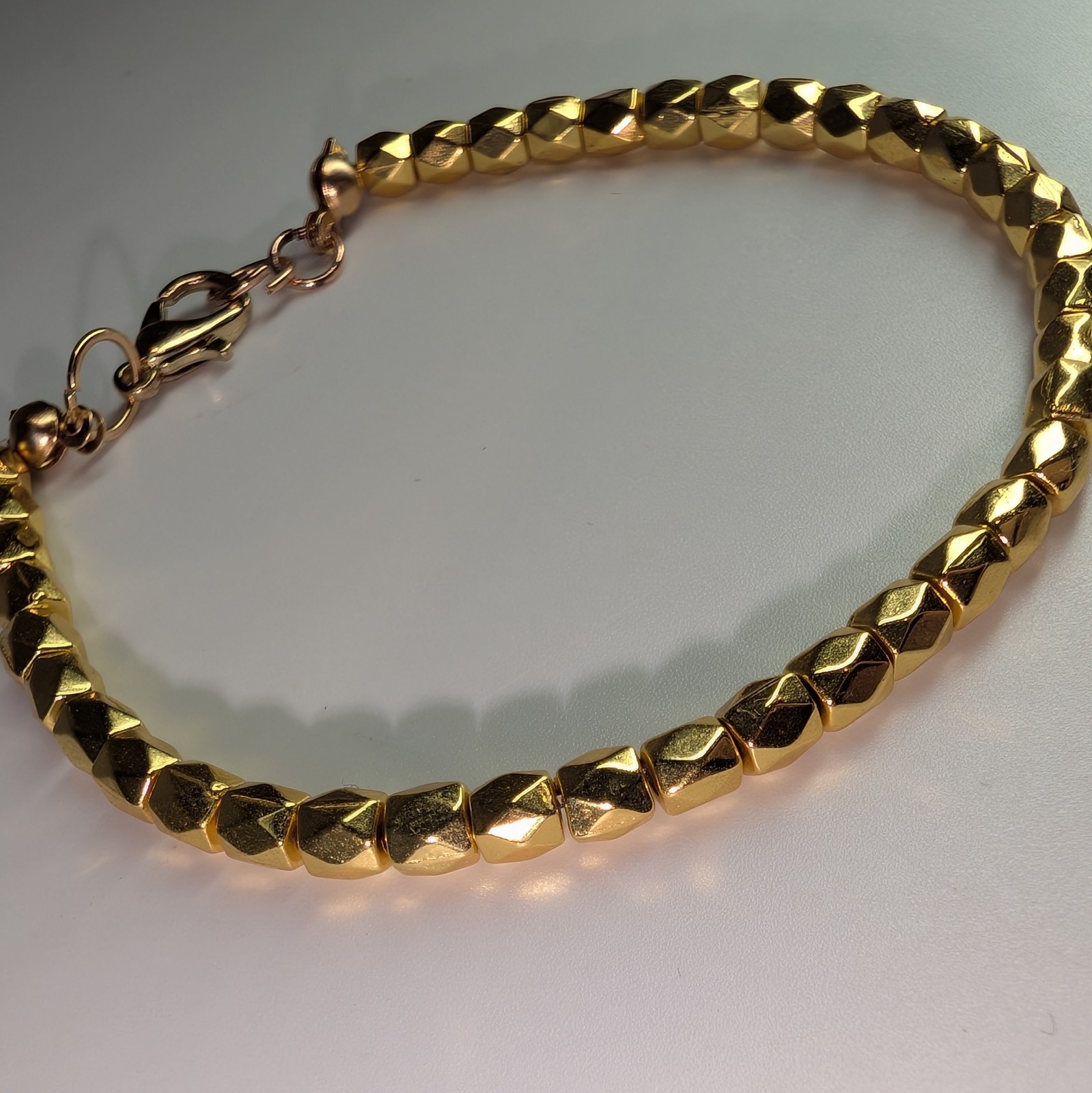 Lot of 3 Gold Tone Bracelets with Star Heart And Geometric Beads, Lobster Clasp