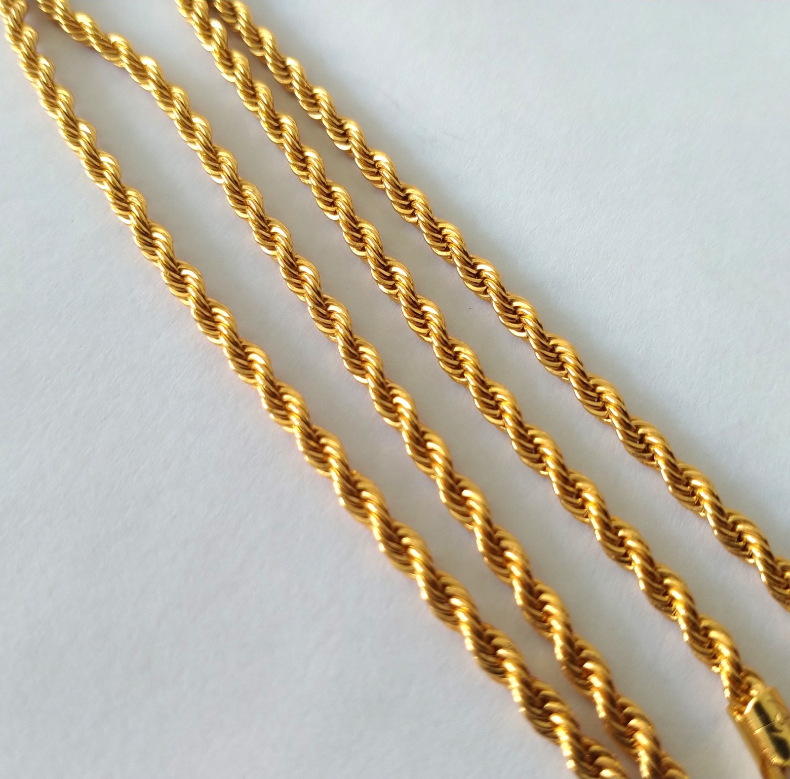 Signed Xuping Gold Plated Rope Chain Necklace 22 Inch Twisted Link Men Women