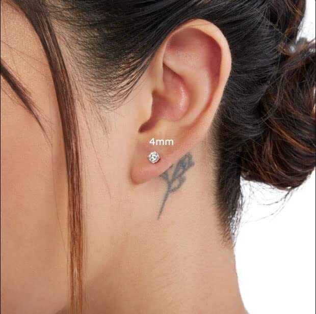 2mm CZ Flat Screw Back Stud Earrings,14K Gold Small Cubic Zirconia Earrings for