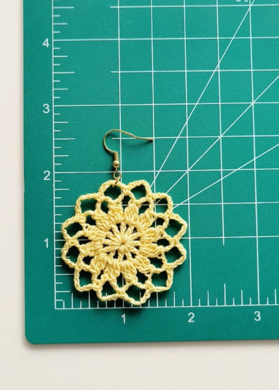 Crochet Earrings, Round , Handmade USA, Brand New, Boho Chic Retro