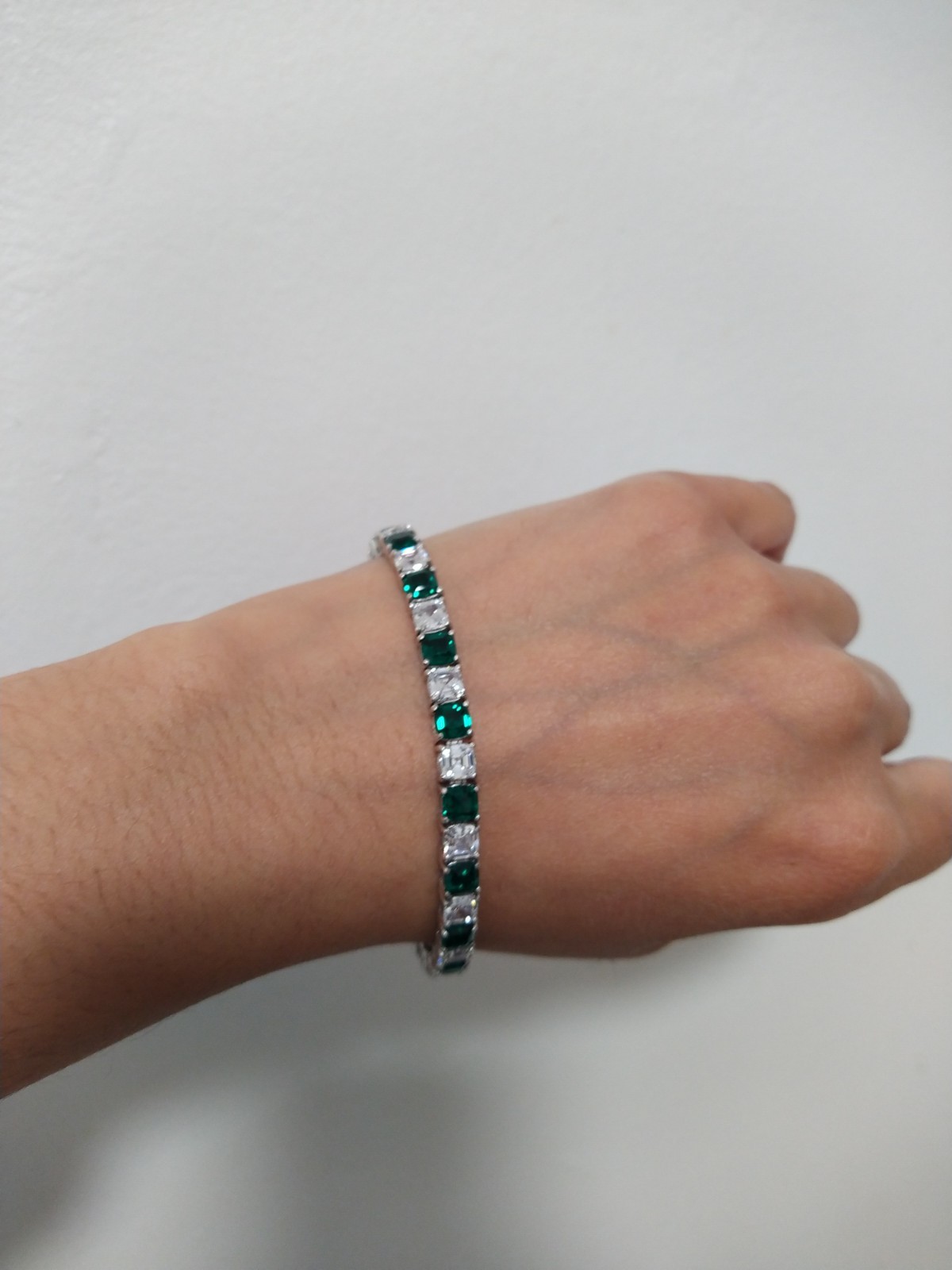 Diamonique Asscher Cut White Emerald Tennis Bracelet Sterling Silver 925 8″ New
