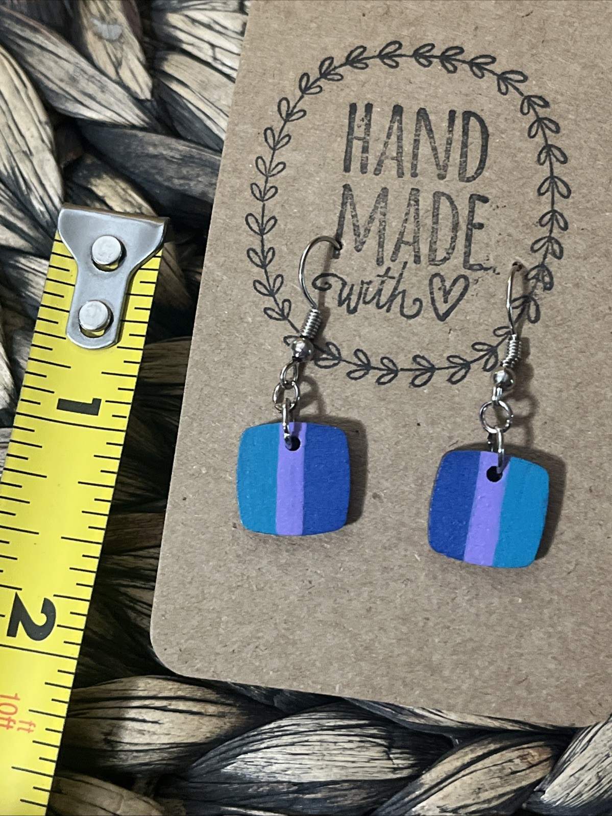 Small Earrings With Blue, Teal, And Purple