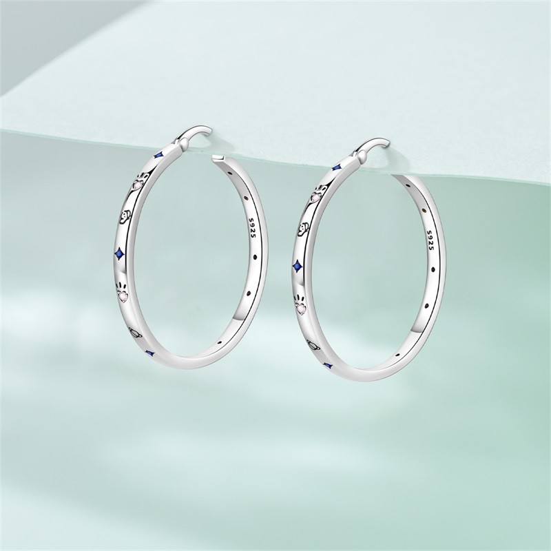 PANDACH 925 Sterling Silver Large Hoop Earrings with Colorful CZ for Women Gifts