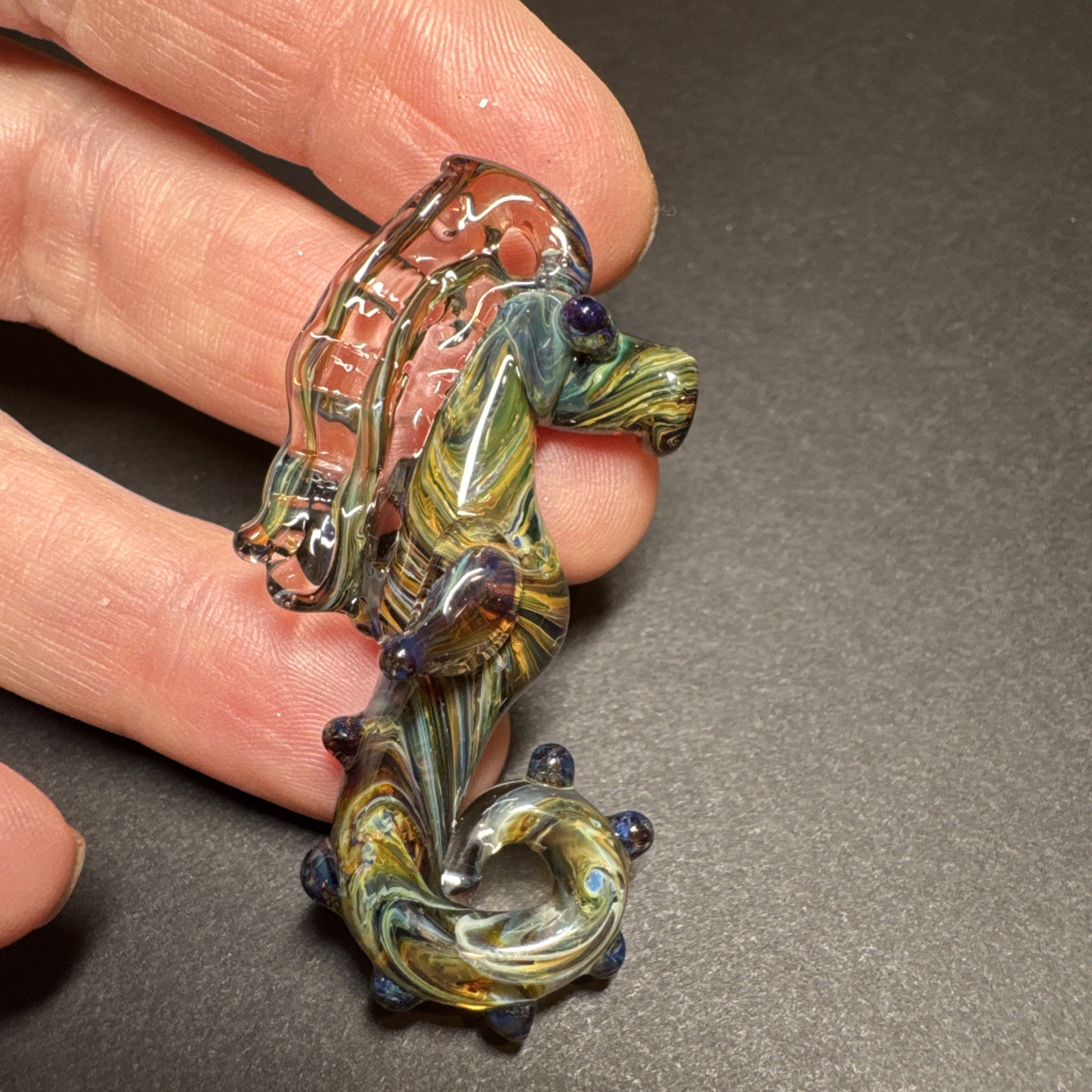 Lampwork Murano Art Glass Sea Horse Pendant, set of 3 brand new. Artisan made