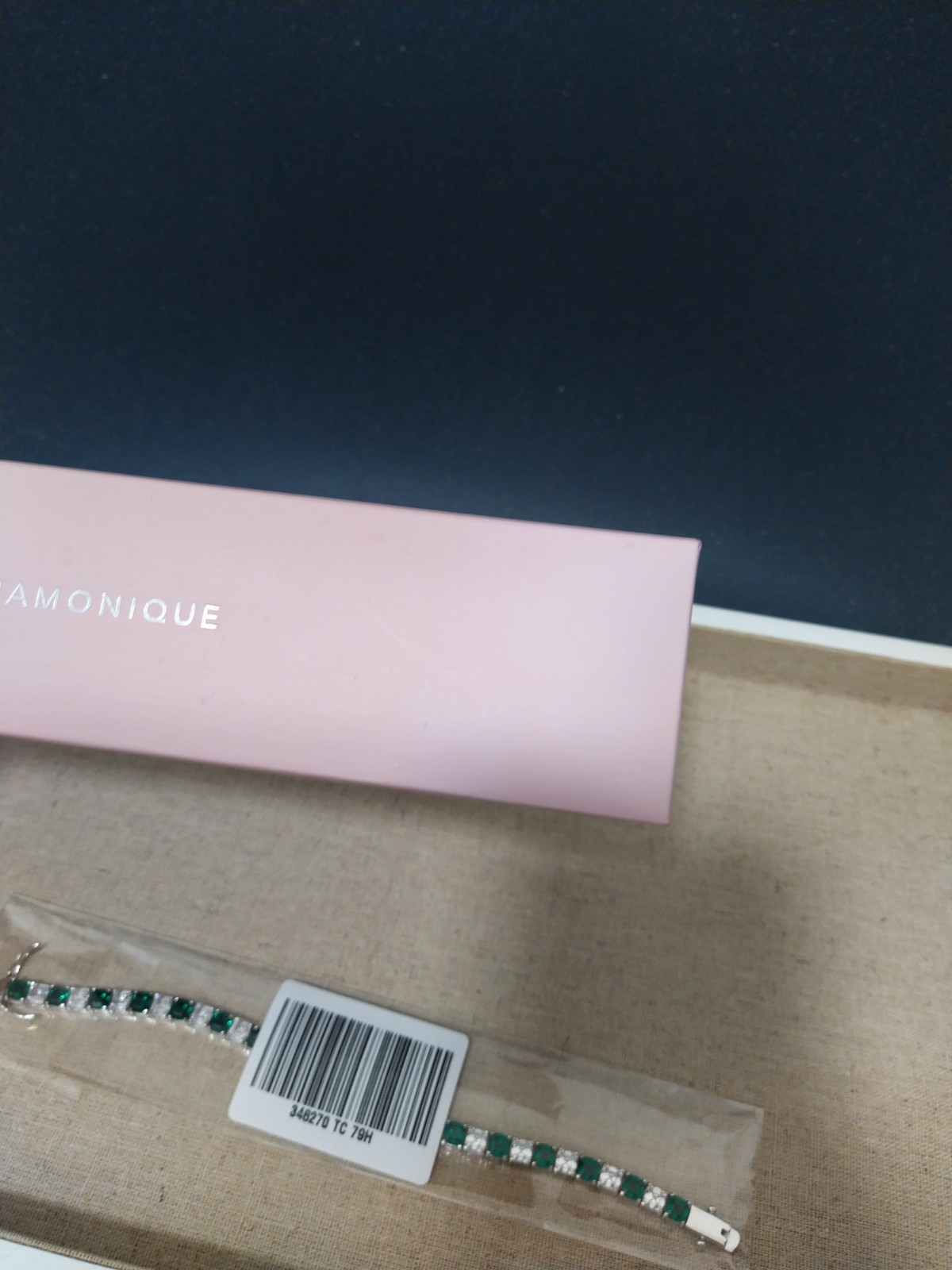 Diamonique Asscher Cut White Emerald Tennis Bracelet Sterling Silver 925 8″ New