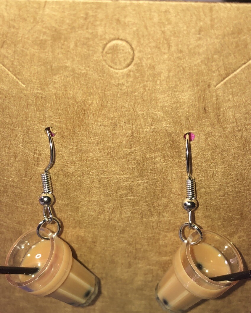Caramel ￼Milk Tea Look Alike Dangle Drop Cute Girls Gift