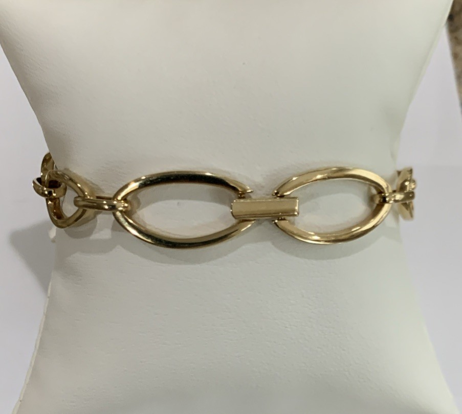 Swarovski Gold-Tone Pavé Crystal Oval Link Bracelet