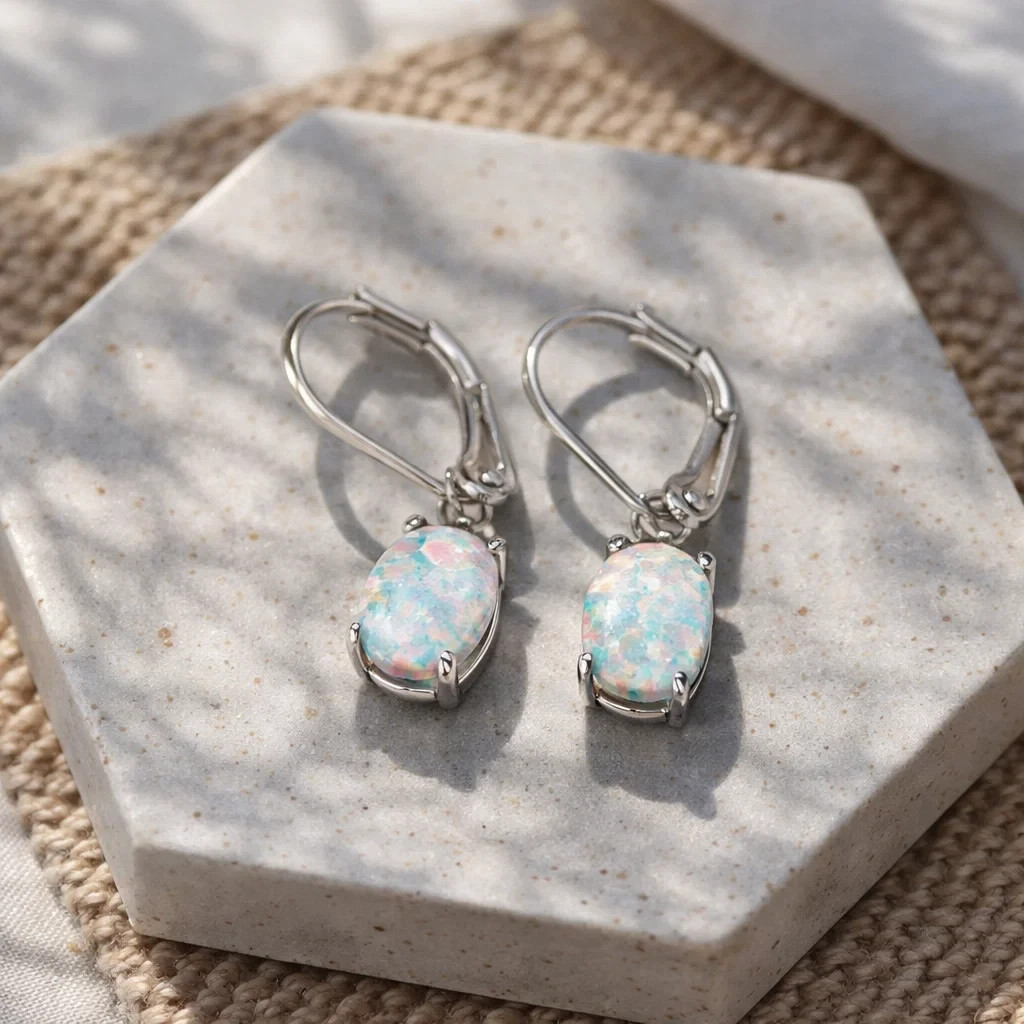 Opal Drop Earrings Natural Stone Handmade Trendy Crystal Earrings for Women