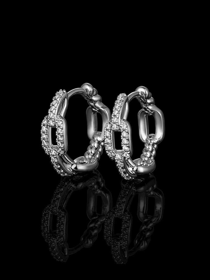 1.50 Ct Round Simulated Diamond Women’s Fancy Hoop Earring 14k White Gold Plated