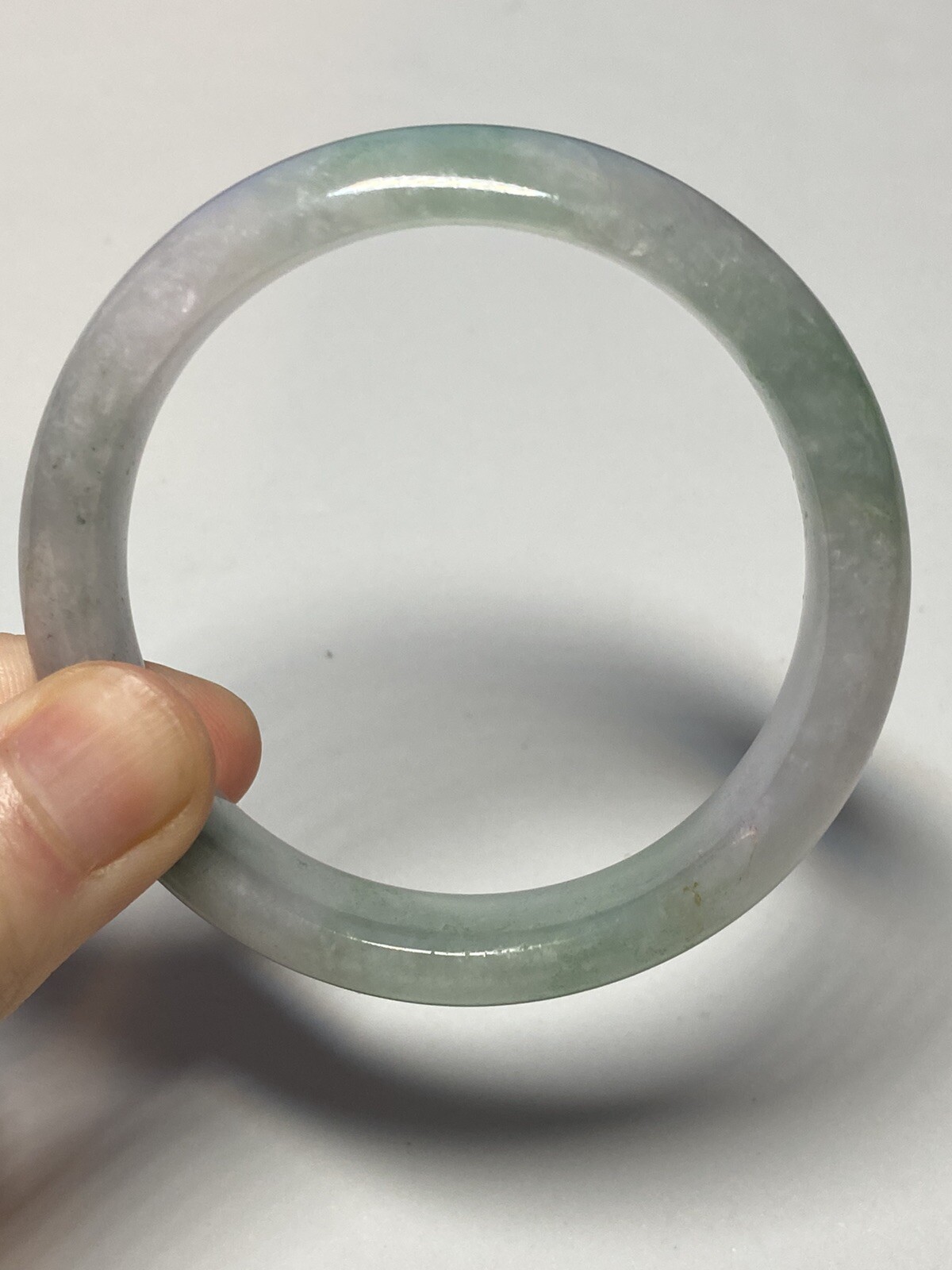 56.3mm 100% Natural Grade A Burmese Light Lavender Jadeite Multi-color Bangle