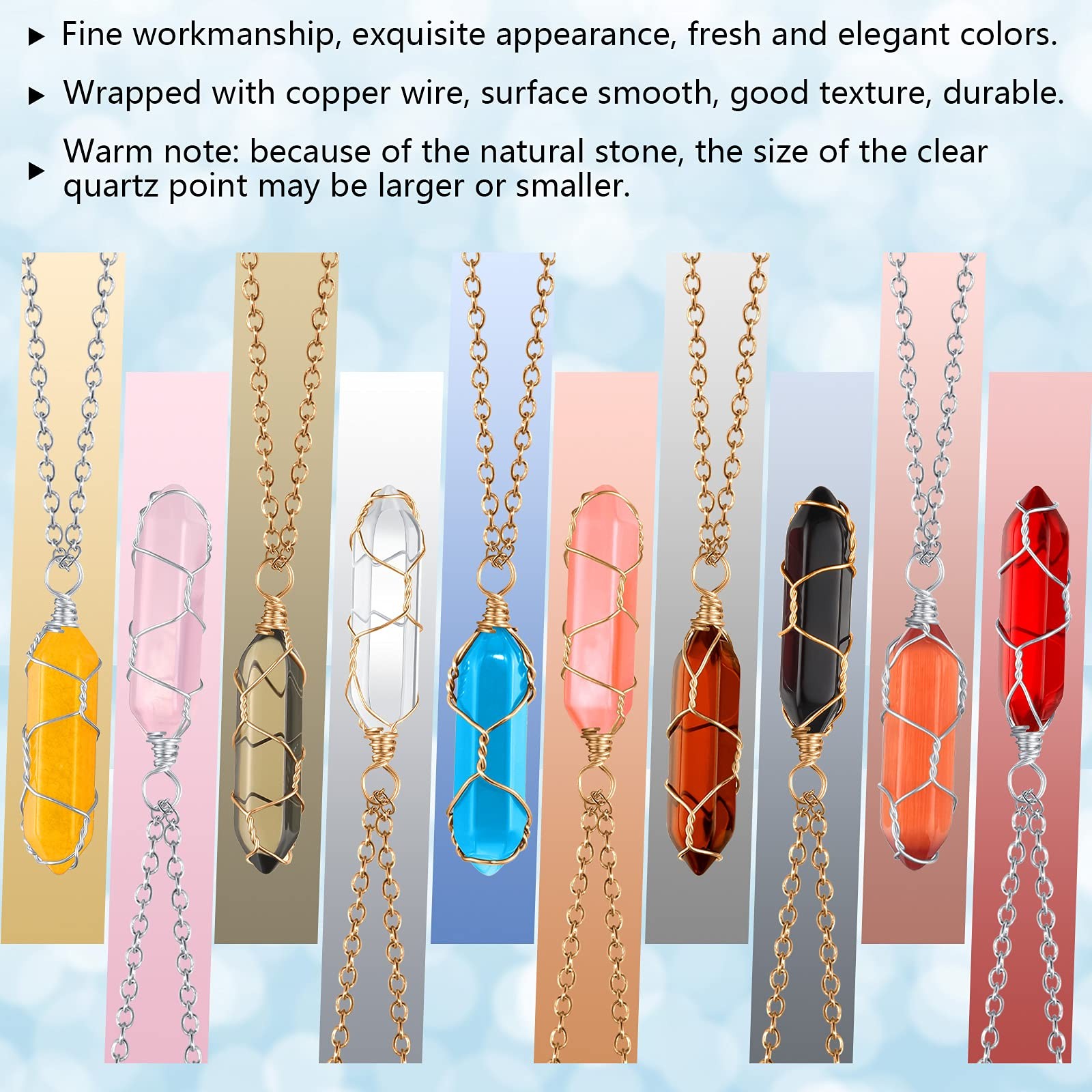 10 Pcs Hexagonal Crystal Pendant Necklace Full Wire Wrap Gemstone Necklace