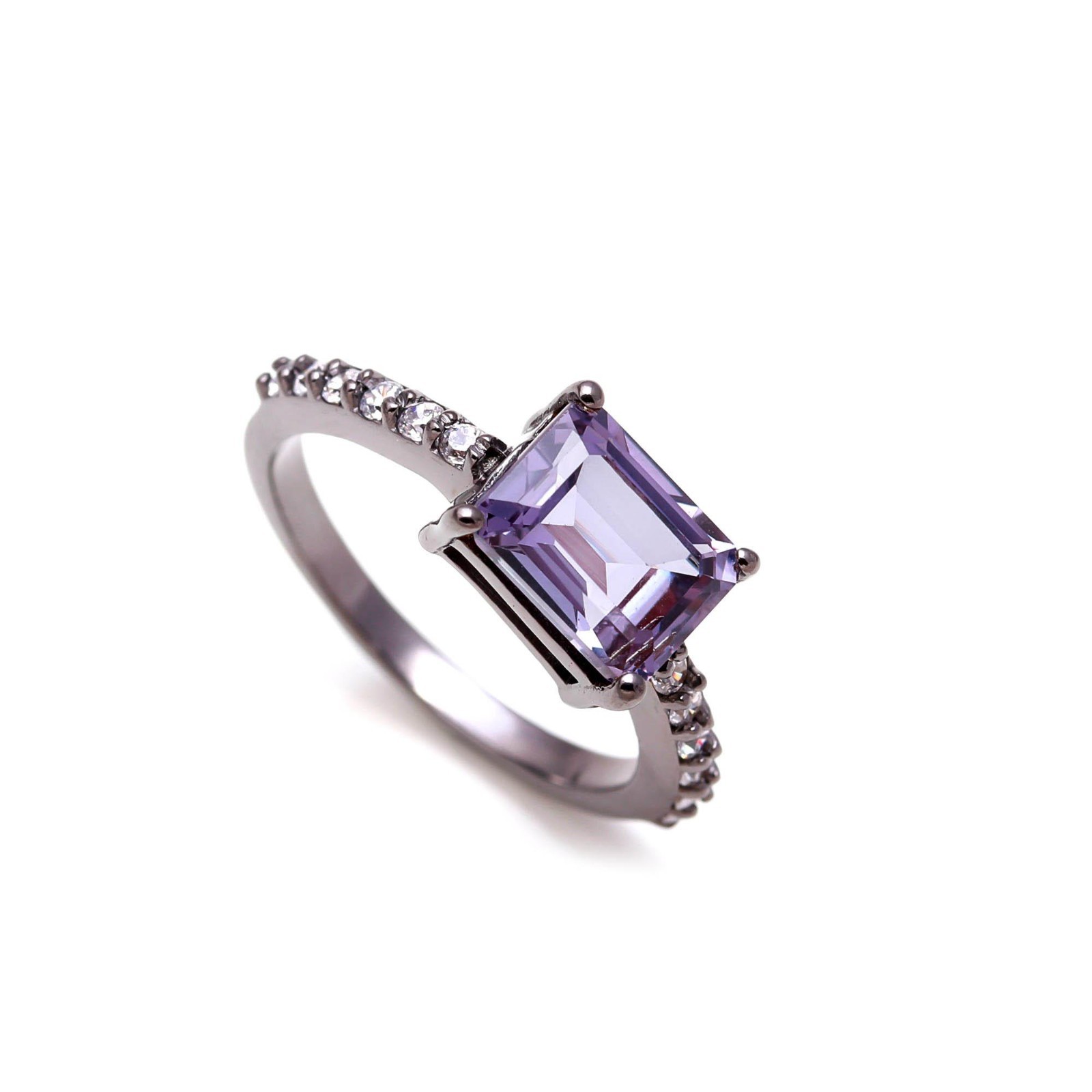 Color Changing Alexandrite Octagon Ring Oxidized 925 Sterling Silver Jewelry