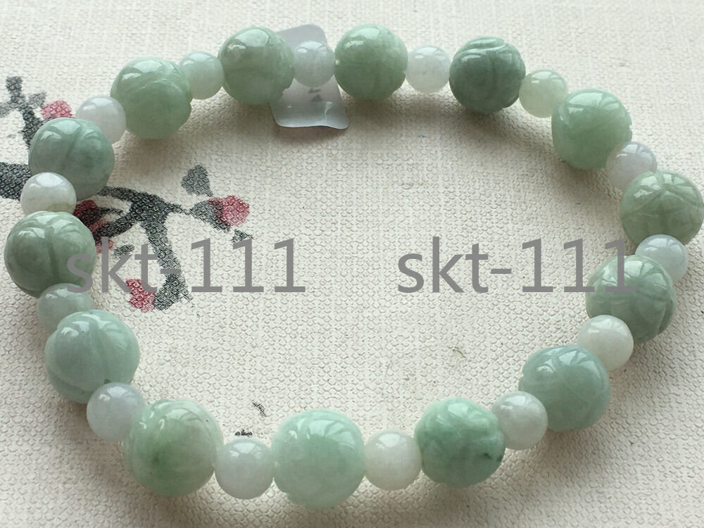 Certified natural A grade jade 6-10mm carving elastic lotus bracelet AAA++