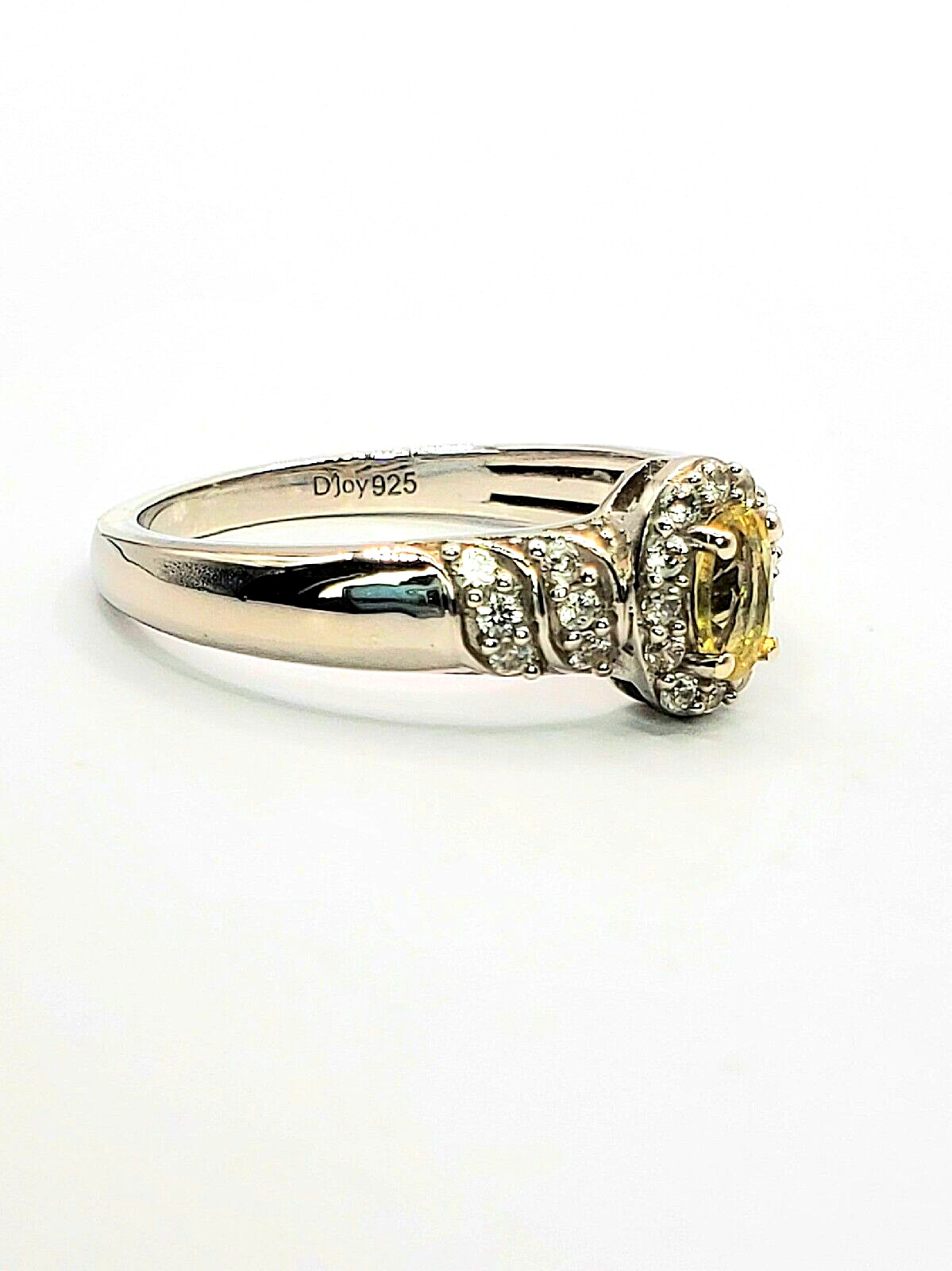 Genuine Heated Golden Apatite, Zircon Ring Rhodium Plated Sterling Silver Size 7