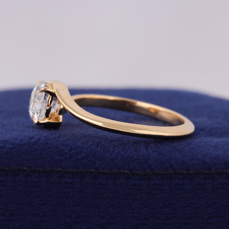 2 ct Round Cut Simulated Diamond Bypass Solitary Band Ring 14k Yellow Gold Over