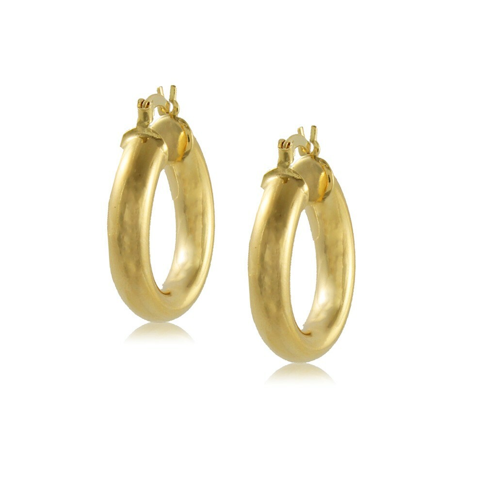 18K Gold Plated Round Hoop Earring diam 23mm/0.9in width 3mm/0.1in