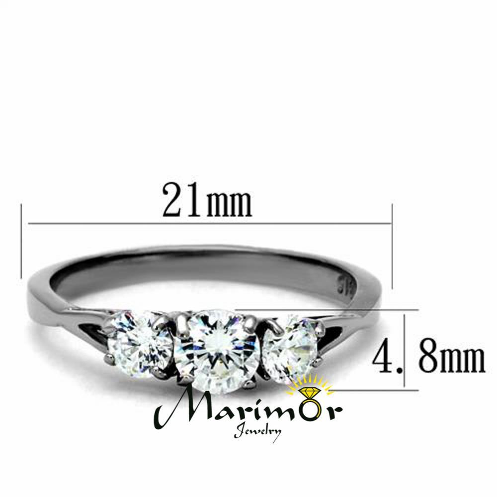 Women’s Three Stone .96 Ct Zirconia Stainless Steel Anniversary Ring Size 5-10