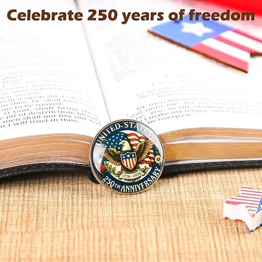 USA 250th Anniversary Lapel Pin 1776-2026 Patriotic Glass Collectible Gift