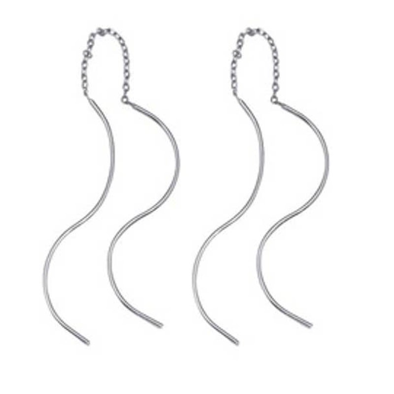 Silver Wire Chain Threader Fashion Earrings ~ NEW