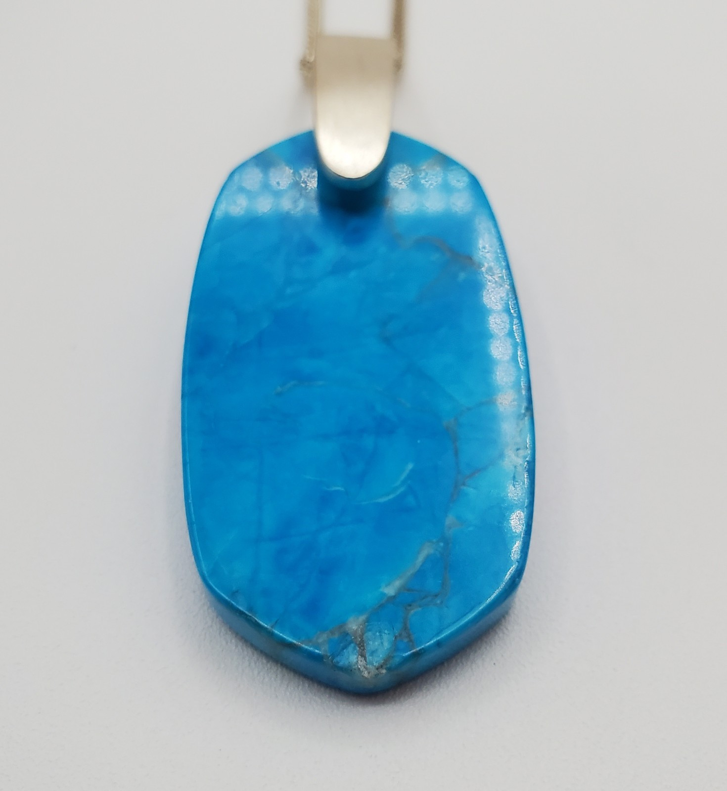 Kendra Scott Necklace 30in Gold Plate Aqua Howlite Inez Pendant Back Chip READ