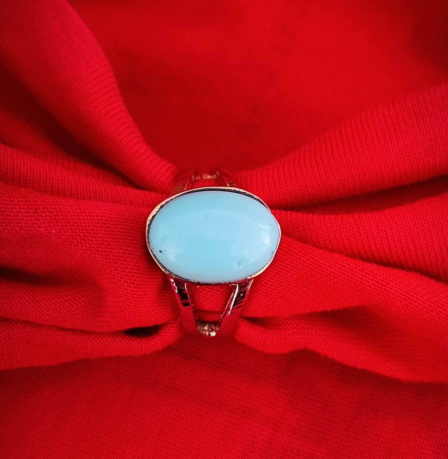 Silver Plated Blue Oval Stone Ring | Stylish Artificial Gemstone Jewelry for Wom