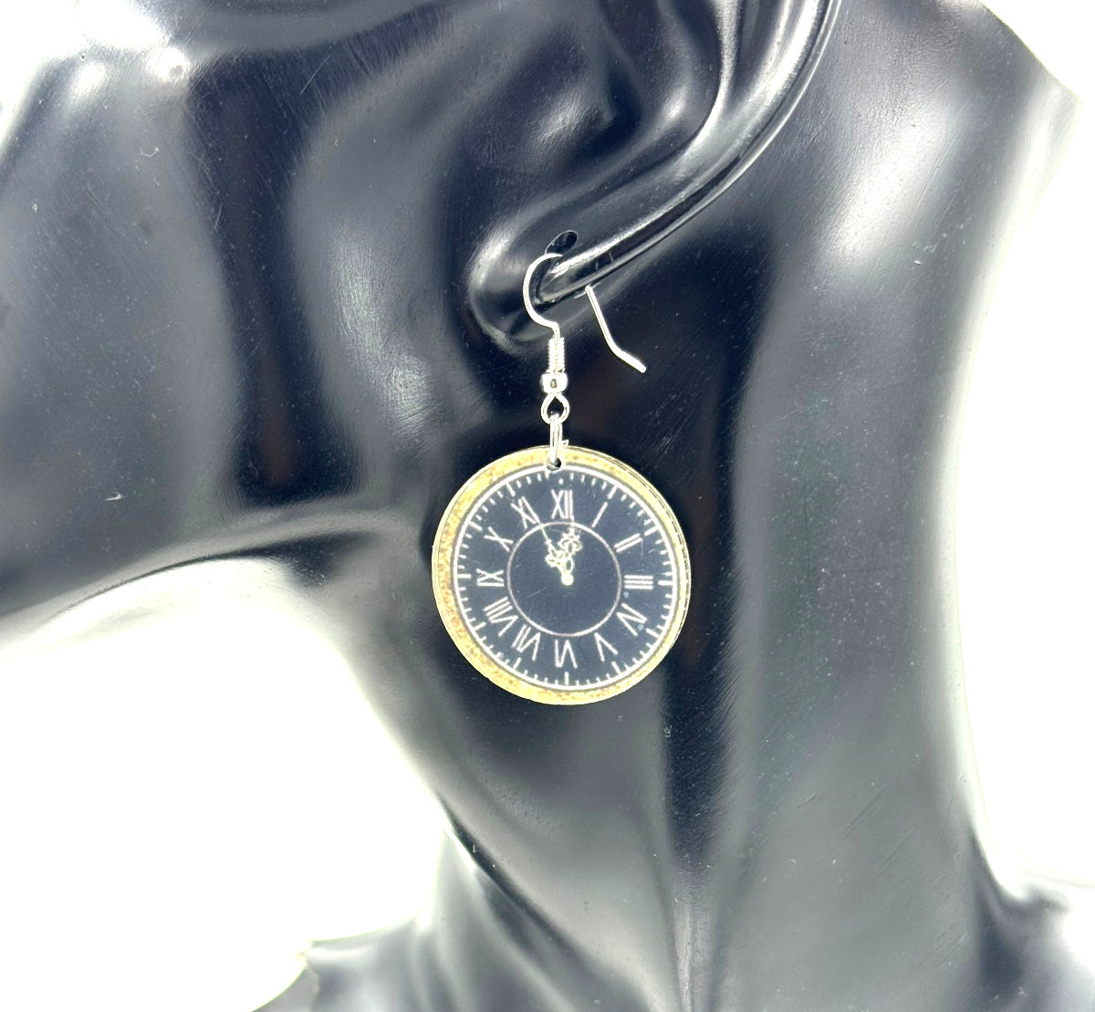 Acrylic Roman Numeral Clock Dangle Earrings