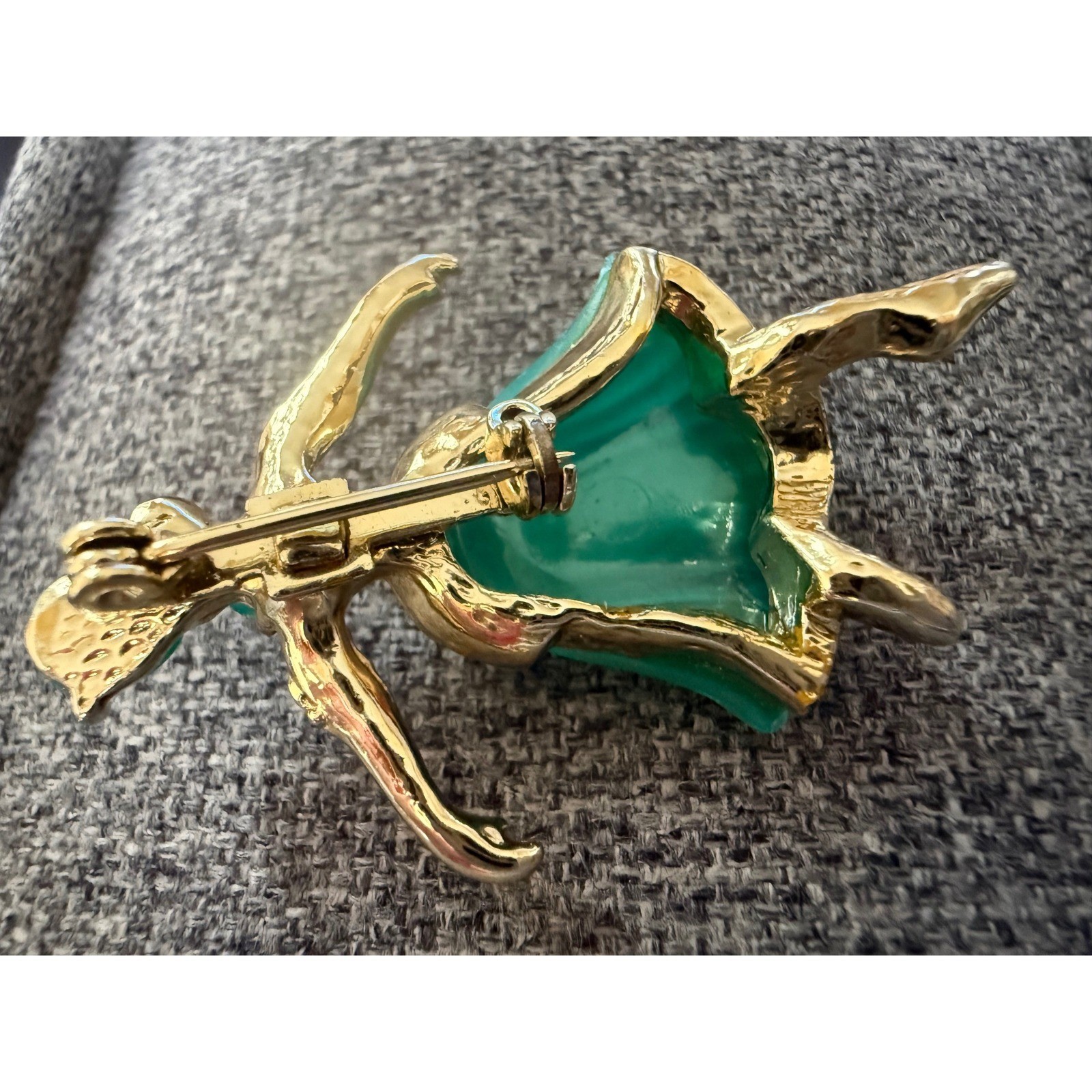 Vintage Trifari ?unsigned Ballerina Brooch teal Green Dancer Costume Jewelry