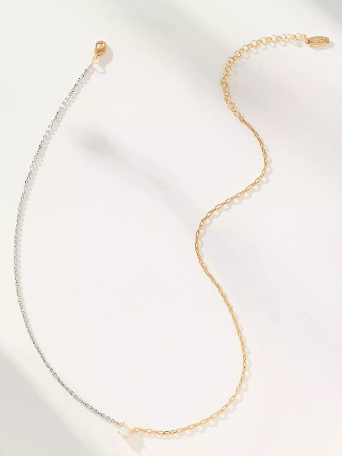 Two-Tone Crystal Link Opal Necklace By Anthropologie | OS | NWT