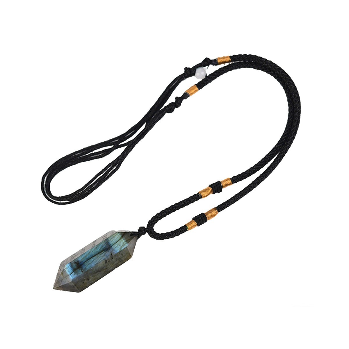 High Flash Labradorite Double Point Pendant Necklace Healing Crystal Gifts